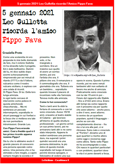 Articolo su LeSiciliane Leo Gullotta racconta l'Amico Pippo Fava